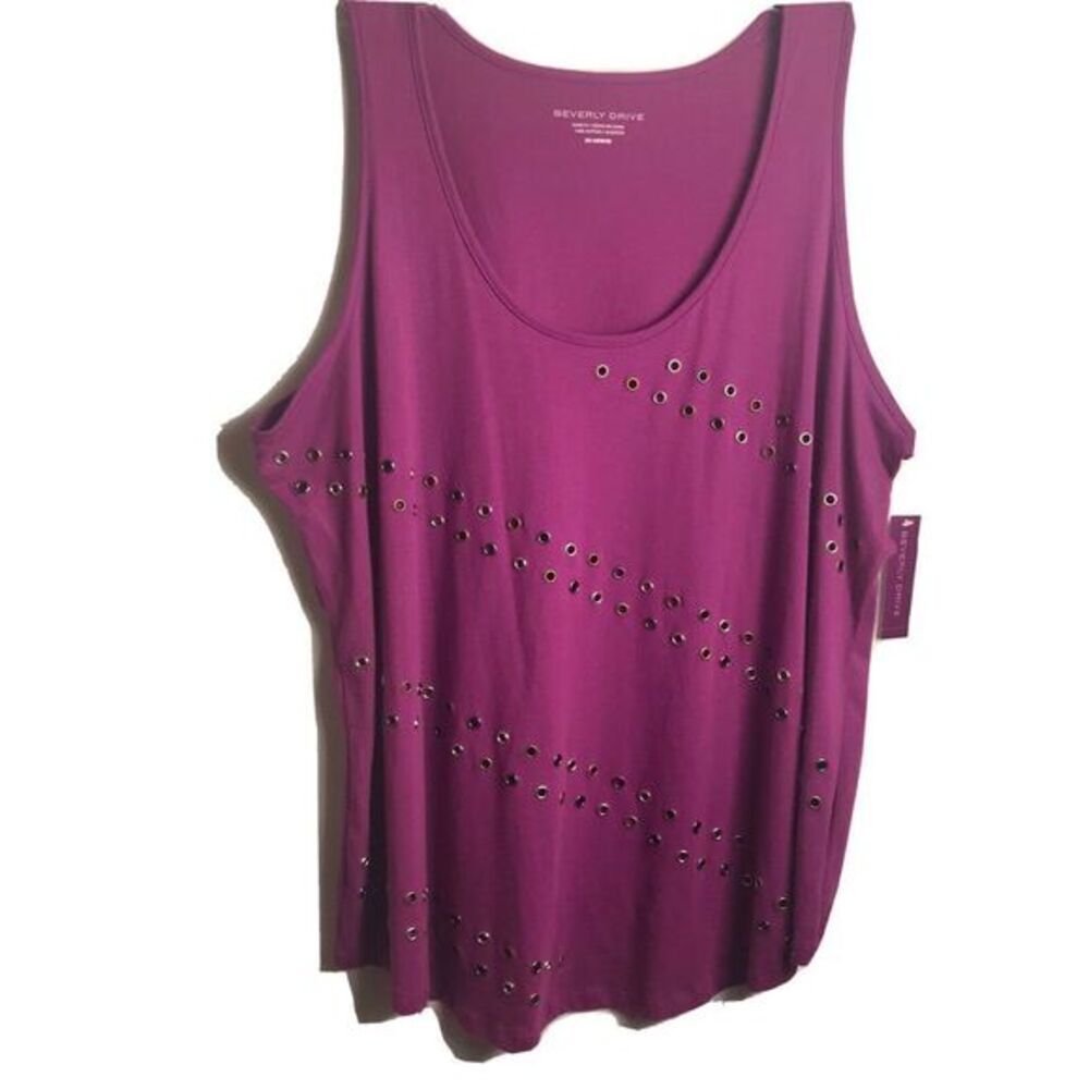 NWT Beverly Drive Fuchsia‎ Pink Studded Sleeveless Tunic Top Size 20-22 W/M